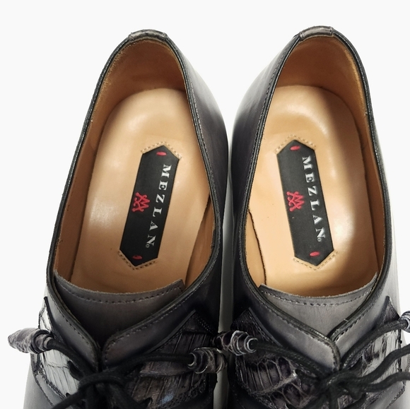 Mezlan Boyd Mens Crocodile Calfskin Shoes Size 9 M Grey Made In Spain - Picture 6 of 10